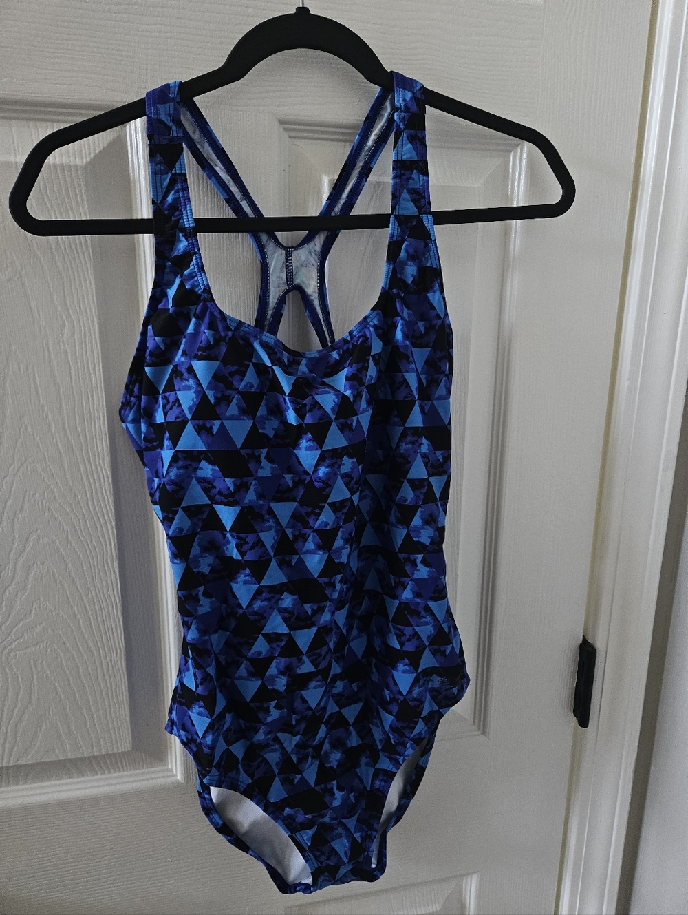 Speedo Blue Geometric Performance One Piece Swimsuit - Size 12